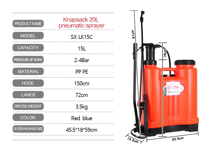 Plastic Wholesale Knapsack/Backpack Manual Hand Pressure Agricultural Pump Sprayer (LK-C)